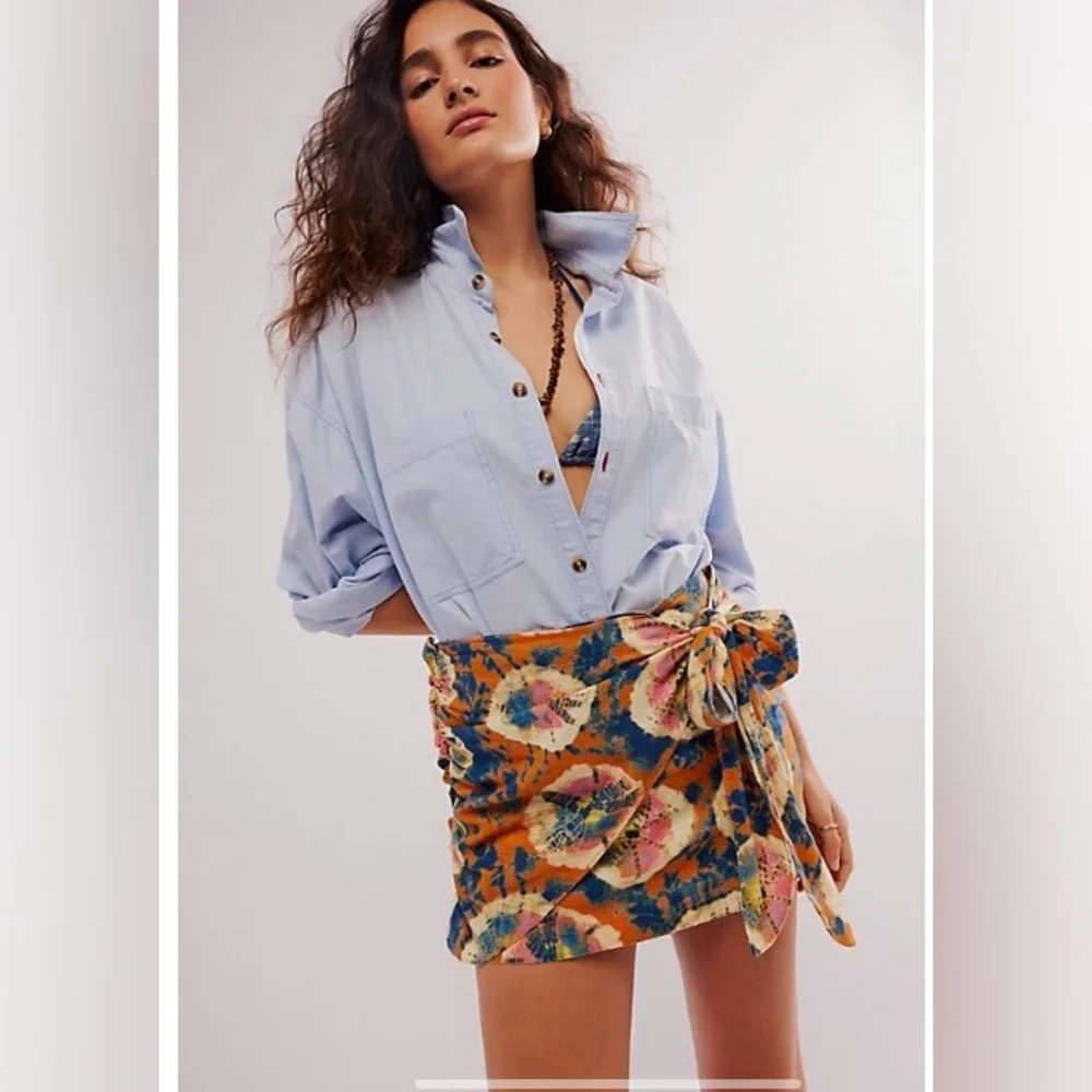 Free People Multi Color Mini Skirt Size 12 - Picture 3 of 9